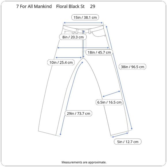 7 For All Mankind  Floral Print Side Stripes Black White Printed Jeans Denim 29 - Picture 15 of 16